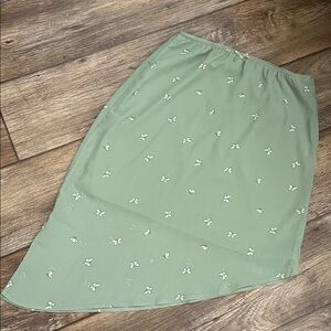 Pink Rose Butterfly Green Skirt Woman Size S